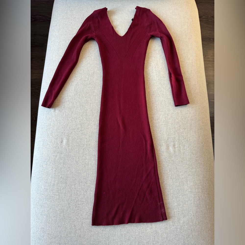 Chic Long Sleeve Burgundy Dress
